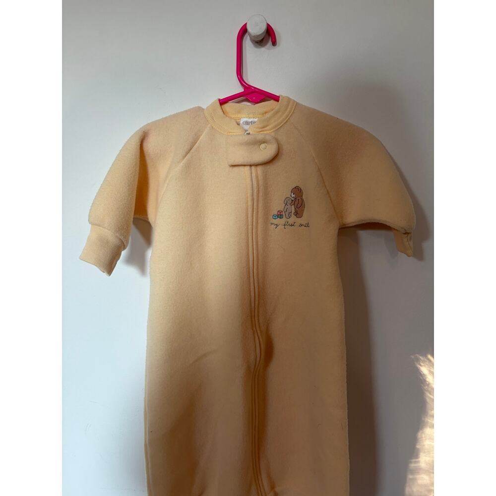 Vintage Carter's My First Smile Fleece Sleepsack - Embroidered Teddy Bears, 0-9M